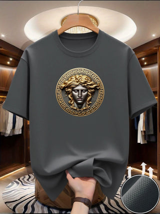 New round Neck Running T-shirt Men Summer Thin Top Art Printing Quick Dry Short Sleeve Breathable Fitness Sports T-shirt Wear