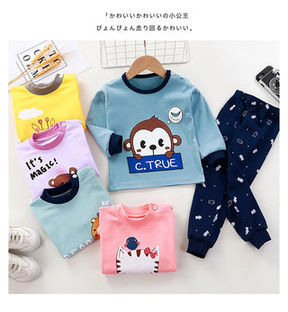 Children Pajamas Sets Unisex Soft Comfort Cartoon Dinosaur Clothing Set Outfit Suitable Boys Girls Perfect for Autumn Winter