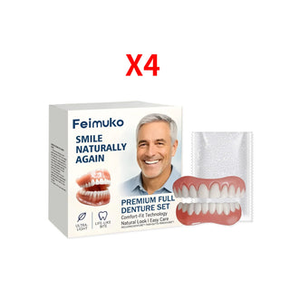 Dentures Full Set Natural Upper Lower Braces Silicone Denture Set for Men Women Instant Confident Fake Tooth Oral Hygiene Care