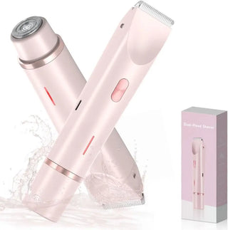 2 in 1 Dual-Head Painless Women Electric Razors Bikini Trimmer Wet Dry Use for Ladies Pubic Hair Detachable Head Electric Shaver
