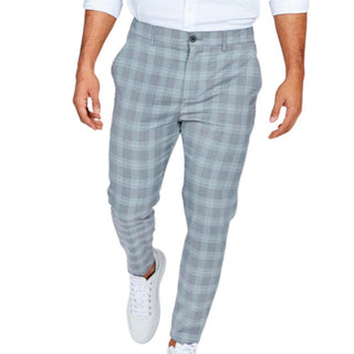 Checkered Pattern Fashion Men Trousers Plaid Loose Autumn Winter Vintage Men's Pants Business Casual Straight Leg Slim Pants