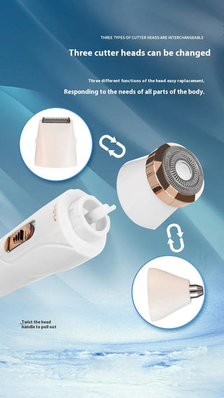 Women Electric Shaver Waterproof Painless Hair Trimmer for Bikini Body Legs Face Underarms Hair Removal Cordless