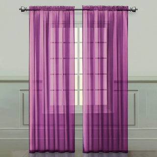 Soild Color Sheer Curtains Semi Transparent Voile Grommet Glass Screen Window Curtains for Living Dining Room Tulle Drapes