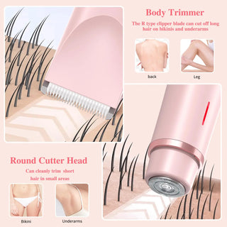 2 in 1 Dual-Head Painless Women Electric Razors Bikini Trimmer Wet Dry Use for Ladies Pubic Hair Detachable Head Electric Shaver