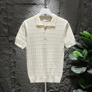 Ice Silk Short-sleeved Men's Cool T-shirt Slim Lapel Draping Handsome Street Style