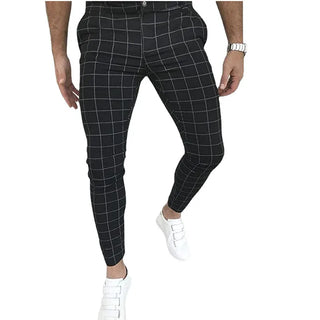 2025 New Spring Men Pencil Pants Fashion Plaid Print Trousers Male Slim Fit Business Clothes Young Men Skinny Pants MY908