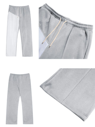 Men's Color Block Drawstring Sports Pants Loose Fit Straight Leg Casual Spring Autumn Street Fashion
