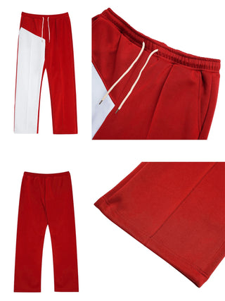 Men's Color Block Drawstring Sports Pants Loose Fit Straight Leg Casual Spring Autumn Street Fashion