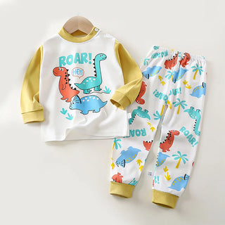 Children Pajamas Sets Unisex Soft Comfort Cartoon Dinosaur Clothing Set Outfit Suitable Boys Girls Perfect for Autumn Winter