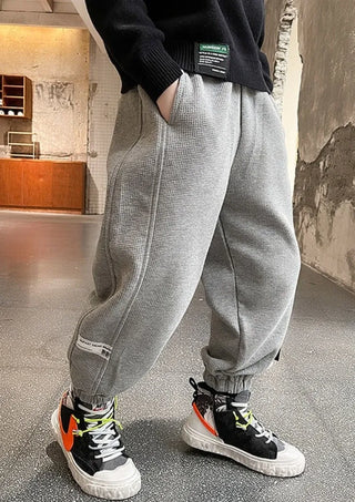 Thermal Fleece-Lined Boys' Sports Pants Winter Kids' Athletic Pants Medium-Large Toddler Boys Casual School Pants