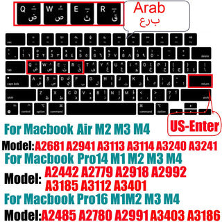 Compatible keyboard cover For MacBook Air 13.6 M2 M3 A3113 A2681 A3114 MacBook Pro14 16 M1 A2442 A2485 A2779 A2780 with touch ID