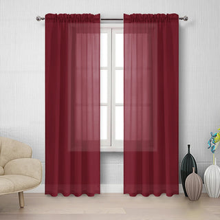 Soild Color Sheer Curtains Semi Transparent Voile Grommet Glass Screen Window Curtains for Living Dining Room Tulle Drapes