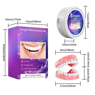 Silicone Denture Set Fit Temporary Orthodontic Teeth Dentures Fake Tooth Oral Hygiene Care Whitening Dentures Simulation Braces