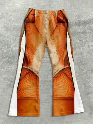 Men's Casual Street Style Trendy Cross Print Fashionable Slightly Flared Black and White Color-Block Design Sweatpants Men Pants