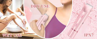 2 in 1 Dual-Head Painless Women Electric Razors Bikini Trimmer Wet Dry Use for Ladies Pubic Hair Detachable Head Electric Shaver