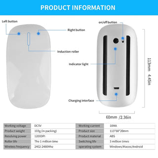 New Wireless Bluetooth Magic Computer Mouse Rechargeable Touch Slim Ergonomic Dual-Mode Silent PC Mice For Apple Macbook Air