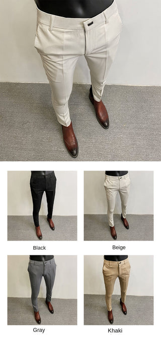 Men Suit Pants Hombre Pantalones 2026 Spring Stretch Slim Formal Trousers for Men Fashion Casual Stripe Dress Pants Men Clothing