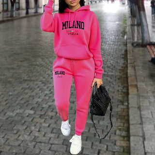 Autumn Winter Women's Sets 2pcs Hoodies Pants Suit Sports Outfits 2025 MILANO Letter Print Aesthetic Clothes Ladies Tracksuit