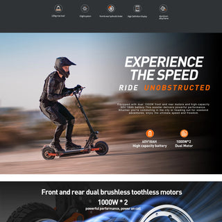 JOYOR S10-S-Z Folding Electric Scooter 1000W*2 Dual Motors 60V18AH High-capacity Battery 10*3.0 Widen Tires 75Km Max Range