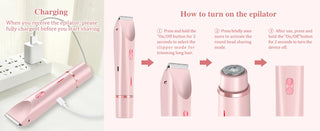2 in 1 Dual-Head Painless Women Electric Razors Bikini Trimmer Wet Dry Use for Ladies Pubic Hair Detachable Head Electric Shaver