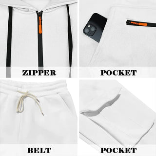 Autumn and Winter Printed New Men's Velvet Hoodie, Work Clothes, Pants Set, Sports Fashion, Leisure Multi Pocket 2-piece Set