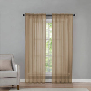 Soild Color Sheer Curtains Semi Transparent Voile Grommet Glass Screen Window Curtains for Living Dining Room Tulle Drapes
