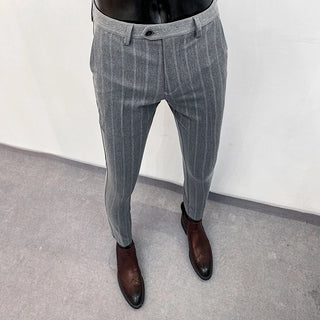 Men Suit Pants Hombre Pantalones 2026 Spring Stretch Slim Formal Trousers for Men Fashion Casual Stripe Dress Pants Men Clothing