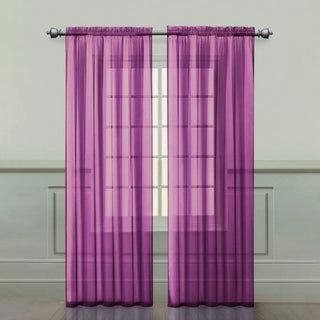 Soild Color Sheer Curtains Semi Transparent Voile Grommet Glass Screen Window Curtains for Living Dining Room Tulle Drapes