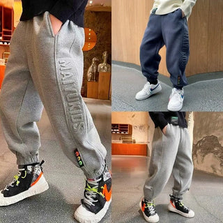 Thermal Fleece-Lined Boys' Sports Pants Winter Kids' Athletic Pants Medium-Large Toddler Boys Casual School Pants