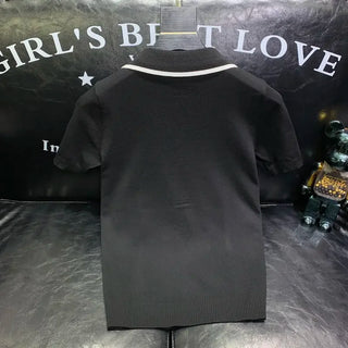 Knitted Short-sleeved Polo Shirt for Men Fashion Trend Young Handsome Versatile Casual Lapel T-shirt Trendy