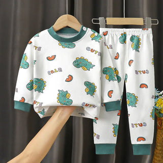 Children Pajamas Sets Unisex Soft Comfort Cartoon Dinosaur Clothing Set Outfit Suitable Boys Girls Perfect for Autumn Winter