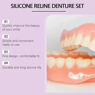 Silicone Denture Set Fit Temporary Orthodontic Teeth Dentures Fake Tooth Oral Hygiene Care Whitening Dentures Simulation Braces