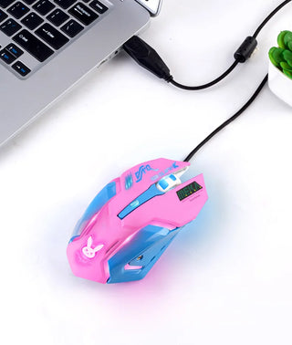 YOOYA YYfVMO161 Game Mouse Pink Rabit Wired USB Cable Gaming Computer Mice Adjustable DPI Ergonomic For Laptop PC