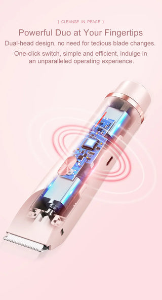 2 in 1 Dual-Head Painless Women Electric Razors Bikini Trimmer Wet Dry Use for Ladies Pubic Hair Detachable Head Electric Shaver