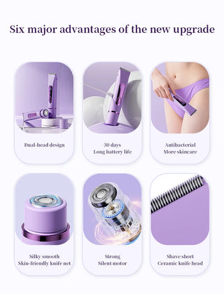 Lightweight 2 in 1 Electric Hair Remover Painless Detachable Women's Hair Shaver Double-headed Gentle Pubic Hair Remover Legs
