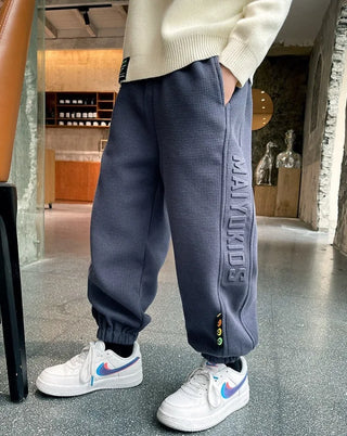 Thermal Fleece-Lined Boys' Sports Pants Winter Kids' Athletic Pants Medium-Large Toddler Boys Casual School Pants