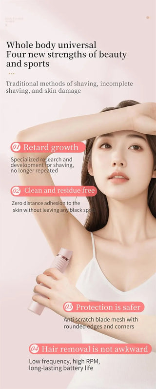 Waterproof 2in1 Electric Shaver for Women Bikini Hair Trimmer Wet Dry Use Dual Head Detachable Cordless Rechargeable