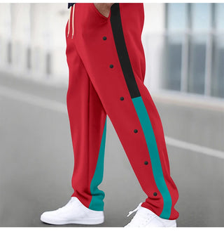 Men New Straight Pants Fashion Button Elastic Casual Trousers Spring Autumn Outdoor Breathable Comfort Pocket Sweat Pants Men