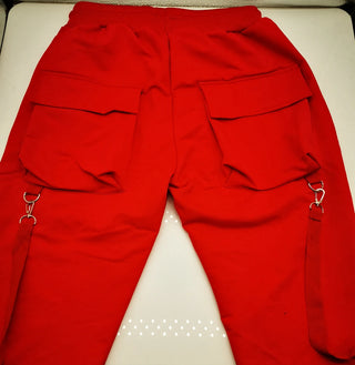 Mens Running Stretch Tights Sweatpants Sports Breathable Fitness Hip Hop Cotton Multi Pocket Cargo Pants Slim Leggings Chain