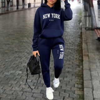 NEW YORK Women's Tracksuit Autumn Winter Hoodies Trousers 2PCS Suit Sports Jogging Street High quality Clothes Women Pants Sets