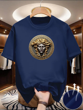 New round Neck Running T-shirt Men Summer Thin Top Art Printing Quick Dry Short Sleeve Breathable Fitness Sports T-shirt Wear