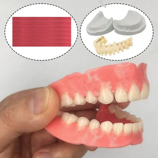 1Set Dentures Fake Teeth Braces Wax Strips DIY Kit Reusable Full/Partial Denture Top and Bottom Temporary Fake Tooth Easy Use