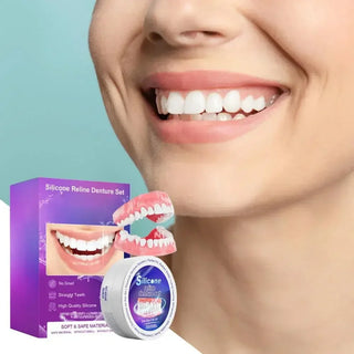 Silicone Denture Set Fit Temporary Orthodontic Teeth Dentures Fake Tooth Oral Hygiene Care Whitening Dentures Simulation Braces