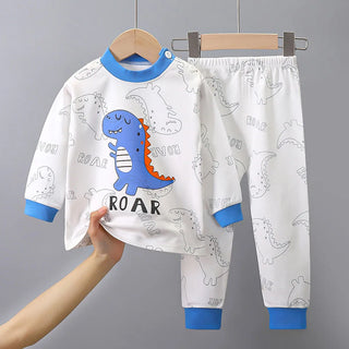 Children Pajamas Sets Unisex Soft Comfort Cartoon Dinosaur Clothing Set Outfit Suitable Boys Girls Perfect for Autumn Winter