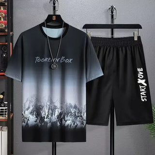 Summer Quick Drying Men's Sets Fashion tracksuits Casual Breathable Short Sleeve 3D Printed Sports T-shirt+Shorts Basketball Set