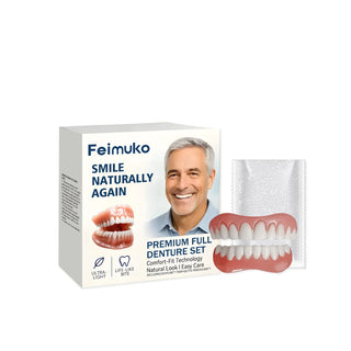 Dentures Full Set Natural Upper Lower Braces Silicone Denture Set for Men Women Instant Confident Fake Tooth Oral Hygiene Care
