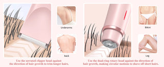 2 in 1 Dual-Head Painless Women Electric Razors Bikini Trimmer Wet Dry Use for Ladies Pubic Hair Detachable Head Electric Shaver