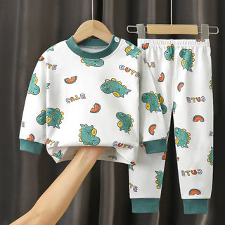 Children Pajamas Sets Unisex Soft Comfort Cartoon Dinosaur Clothing Set Outfit Suitable Boys Girls Perfect for Autumn Winter