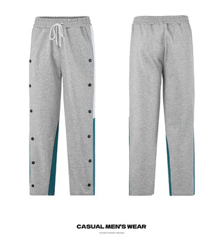 Men New Straight Pants Fashion Button Elastic Casual Trousers Spring Autumn Outdoor Breathable Comfort Pocket Sweat Pants Men