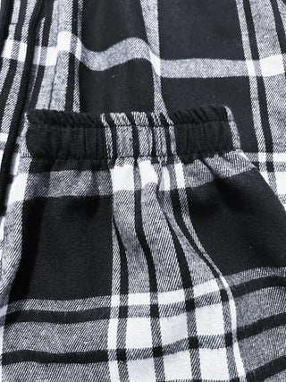 Men's Plaid Print Cuffed Casual Trousers Comfortable Sleepwear Pajamas Pants for Relaxed Style